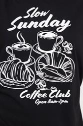 PixieGirl Petite Black Women's 'Slow Sunday Coffee Club' Slogan Pyjama Set | PixieGirl 4