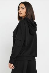 PixieGirl Petite Women's Black Ribbed Cargo Pocket Hoodie | PixieGirl 3