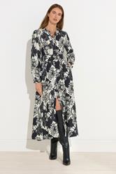 STAR Black Floral Print Button Through Dress | StarByJM 1