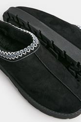 Black & Blue Faux Suede Embroidered Mules In Standard Fit | Yours Clothing 4