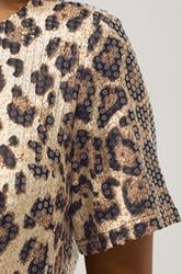 PixieGirl Petite Women's Brown Animal Sequin T-Shirt Mini Dress | PixieGirl 5