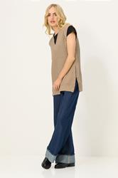 PixieGirl Petite Women's Beige Brown Knitted Sleeveless Jumper | PixieGirl 2