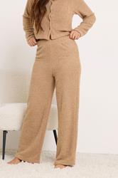PixieGirl Petite Women's Camel Brown Chenille Wide Leg Trousers | PixieGirl 2