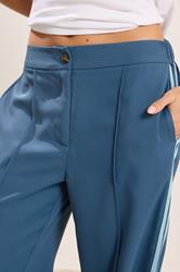 PixieGirl Petite Women's Dark Blue Side Stripe Wide Leg Trousers | PixieGirl 4