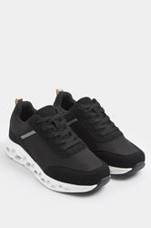 Black Contrast Chunky Runner Trainers In Extra Wide EEE Fit