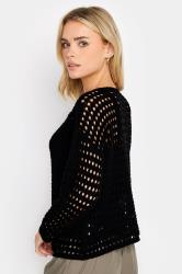 PixieGirl Black Crochet Slash Neck Jumper | PixieGirl 3