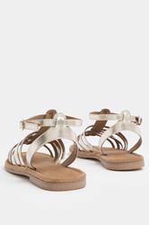 Gold Faux Leather Gladiator Sandals in Extra Wide E Fit | Yours Clothing 4