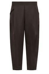 PixieGirl Petite Women's Chocolate Brown Textured Barrel Trousers | PixieGirl 5