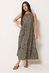 M&Co Petite Natural Brown Animal Print Cotton Maxi Dress | M&Co 1