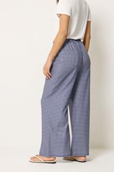 M&Co Petite Blue Check Wide Leg Trousers | M&Co 2