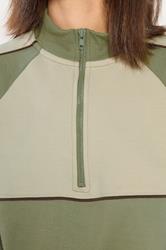 PixieGirl Petite Women's Green Colour Block Half Zip Sweatshirt | PixieGirl 4