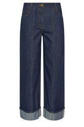 PixieGirl Petite Women's Dark Blue Seam Front Turn Up Denim Jeans | PixieGirl 5