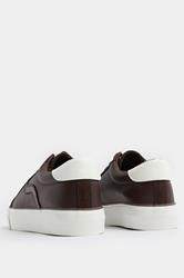 Chocolate Brown Faux Leather Trainers In Extra Wide EEE Fit | Yours Clothing 4