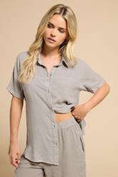 PixieGirl Petite Women's Stone Brown Short Sleeve Shirt | PixieGirl 1