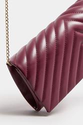 Burgundy Red Faux Leather Chevron Clutch Bag | Yours Clothing 3