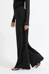 Petite Black Scuba Wide Leg Trousers | PixieGirl 2