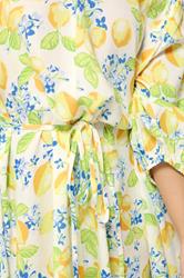 PixieGirl Petite Women's White Lemon Print Shirt Mini Dress | PixieGirl 4