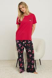 PixieGirl Petite Women's Red 'In My Bow Era' Slogan Pyjama Set| PixieGirl 2