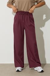 PixieGirl Petite Womens Burgundy Red Tie Wide Leg Trousers | PixieGirl 2