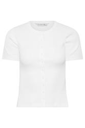 PixieGirl Petite Women's White Ribbed Cotton Button Front Top | PixieGirl 5
