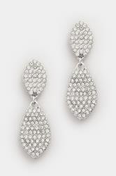 Silver Tone Diamante Double Drop Earrings | Yours Clothing 2