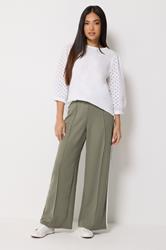 M&Co Petite Khaki Green Pintuck Trousers | M&Co 3