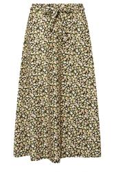 PixieGirl Petite Women's Black Floral Belt Tie Midi Skirt | PixieGirl 5