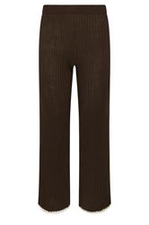 PixieGirl Petite Women's Chocolate Brown Knitted Side Stripe Trousers | PixieGirl 1