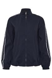 PixieGirl Petite Women's Navy Blue Side Stripe Zip Jacket | PixieGirl 1