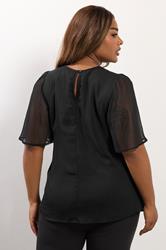 YOURS Plus Size Black Diamante Blouse | Yours Clothing 3