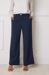M&Co Navy Blue Scuba Wide Leg Trousers | M&Co 1