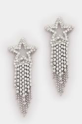 Silver Tone Star Diamante Tassel Earrings | Yours Clothing 2