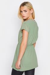 Petite Khaki Green Toggle Tunic Top | PixieGirl 3