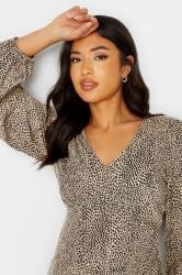 Petite Brown Animal Print Midi Tea Dress | PixieGirl 4