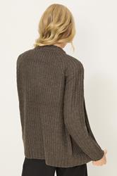 PixieGirl Petite Women's Brown Knitted Zip Cardigan | PixieGirl 3
