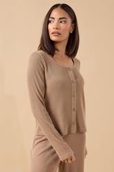 PIxieGirl Petite Women's Camel Brown Ribbed Cardigan | PixieGirl 2