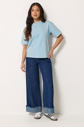 PixieGirl Petite Women's Light Blue Paisley Cotton T-Shirt | PixieGirl 1