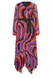 STAR Purple Abstract Mesh Pleated Maxi Dress | StarByJM 1