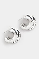 Silver Tone Twisted Stud Earrings | Yours Clothing 2