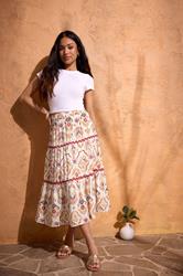 M&Co Petite Orange Abstract Print Maxi Skirt | M&Co 3