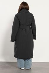 PixieGirl Petite Women's Black Belted Padded Midi Coat | PixieGirl 3