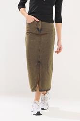 PixieGirl Petite Women's Brown Acid Wash Midi Skirt | PixieGirl 2