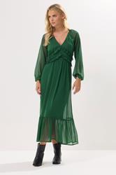 PixieGirl Petite Women's Green Chiffon Frill Midaxi Dress | PixieGirl 1