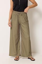 M&Co Petite Chocolate Brown Check Wide Leg Trousers | M&Co 1