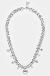 Silver Tone Chain Heart Necklace | Yours Clothing 2