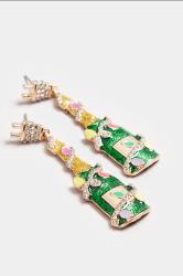Gold Tone Party Bottle Novelty Earrings | Yours Clothing 3