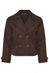 PixieGirl Petite Women's Chocolate Brown Cropped Trench Duster Coat | PixieGirl 5