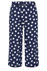 M&Co Navy Blue Polka Dot Cropped Trousers | M&Co 5
