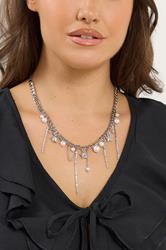 Silver Tone Star Pearl Droplet Necklace | Yours Clothing 1