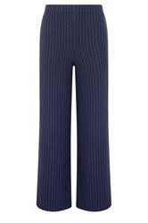 M&Co Navy Blue Pinstripe Wide Leg Trousers | M&Co 5